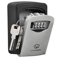 TTRwin Key Lock Box-Key Safe Box Wall Mounted 4 Digit Weather Resistant Key Storage Box for Indoors or Outdoors Holds up to 5 Keys Secure Box Keys Holder