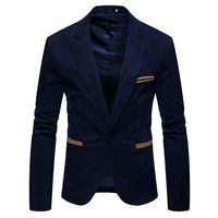 Corriee Mens Blazer Jacket Formal Dinner Corduroy Suits Slim Fit One Button Notch Lapel Outwear Sport Coat Navy