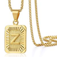 Trendsmax Initial Letter Pendant Necklace Mens Womens Capital Letter Yellow Gold Plated Z Stainless Steel Box Chain 22inch