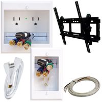 PowerBridge Solutions TWO-PRO-6-TVML PRO-Series Dual Outlet Cable Management System with Flat Screen LED TV Mount for Large 32-Inch to 65-Inch Television Screens