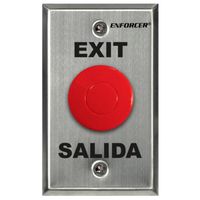 Seco-Larm SD-7201RCPE1Q ENFORCER Request-to-Exit Plate with Red Mushroom Cap Push Button, Stainless-steel face-plate, "Exit" and "Salida" silk-screened on plate