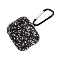 2019 Newest Luxurious Rhinestone AirPods Case with Keychain, Shockproof Protective Premium Crystal Cover Skin for AirPods Charging Case 2 & 1 (Black C8)