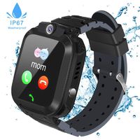 Fediman Kids Smart Watches Waterproof, Smart Watches for Kids with Games Touch Screen LBS Tracker, SOS Call Camera Kids Watch, SIM Card Slot Compatible with iOS & Android (Black)
