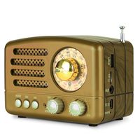 PRUNUS M-160BT Retro Bluetooth Speaker, Portable AM FM Shortwave Rechargeable Radio, Supports TF Card/Aux/USB MP3 Player, by PRUNUS(Gold)