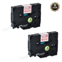 Compatible for Brother Tze232 0.47 Inch 26.2feet (12mm/8m) P Touch Laminated red on White Standard Replace Waterproof Label Tape Maker PT-H110/PT-D200/PT-D210/PT-D400/PT-D600/PT-1280/PT-1290(2PACK)