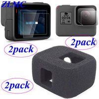 ZLMC Foam Windshield Windscreen Housing Case for GoPro Hero 7 6 5 (2018) Camera, Wind Noise Reduction Cover for Optimal Audio Recording & Lens Screen Protector for HD Hero7 Hero6 Hero5-(2Pack)
