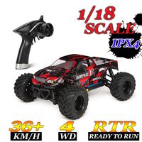 HBX 1:18 Scale All Terrain RC Car 36KM/H High Speed, 4WD Electric Vehicle,2.4 GHz Radio Controller, Included Battery and Charger,Waterproof Off-Road Truck (Red)