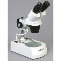 AmScope SE306R-PY-LED Forward-Mounted Binocular Stereo Microscope, WF10x and WF15x Eyepieces, 20X/30X/40X/60X Magnification, 2X and 4X Objectives, Upper and Lower LED Lighting, Reversible Black/White Stage Plate, Pillar Stand, 120V