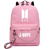 BTS Backpack Kpop Gift Daypack Laptop Bag College School Bookbag Light Stick with USB Charging Port J-Hope Pink