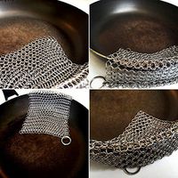 Cast Iron Skillet Cleaner- Stainless Steel Cast Iron Skillet Scrubber- Extra Large 6x8 inch - Easily Cleans Cast Iron Skillets, Griddles, and Camping Pots and Pans