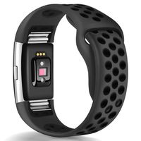 GeekSpark Bands Compatible for Fitbit Charge 2, Replacement Accessory Breathable Wristbands with Air Holes Compatible for Fitbit Charge 2 HR Anthracite/Black Small