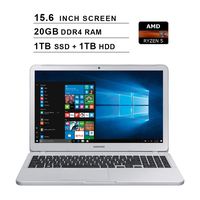 Samsung 2019 Premium Notebook 5 15.6 Inch FHD Laptop (AMD Ryzen 5 2500U up to 3.6GHz, AMD Radeon Vega 8, 20GB RAM, 1TB SSD + 1TB HDD, Bluetooth, HDMI, Windows 10)