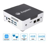 Zignbox GL0264 Fanless Mini PC Intel Gemini Lake N4000 CPU Up to 2.6GHz 4GB RAM 64GB eMMC Dual HDMI Dual LAN NO OS (64GB + NO OS) Tall