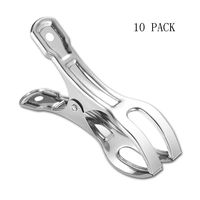 10 Packs Stainless Steel Clothespin - Clothing Peg Clamp Picture Hanger Clips for Quilt, Beach Towel, Pants, Windproof Hanger, 4.33 Inches 2020