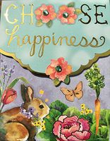 Pooch & Sweetheart Gold Foil Gem Rabbit Mini Pocket Notepad ~ Choose Happiness 70307