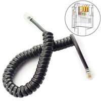 TOTOT 2pcs 2m Telephone Handset Cable Standard Coiled Stretchy Landline Phone Cords 4P4C Connector Black