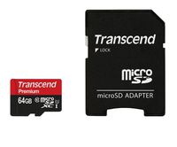 Transcend 64GB MicroSDXC Class10 UHS-1 Memory Card with Adapter 60 MB/s (TS64GUSDU1)