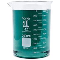 2000ml Beaker, Low Form Griffin, Borosilicate 3.3 Glass, Double Scale, Graduated, Karter Scientific 213D20 (Single)