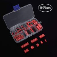 Double Row Dip Switch Assorted Kit in Box 1 2 3 4 6 8 10 12 Position 2.54mm PCB Mountable On Off Dip DIL Switch, Pack of 40pcs Slide Type Red Toggle Switch for Circuit, Breadboards, and Arduino