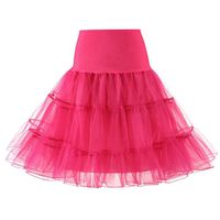 【MOHOLL】 Women's Vintage Rockabilly Petticoat Skirt Tutu 1950s Underskirt Hot Pink