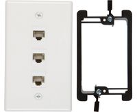 Buyer's Point 3 Port Cat6 Wall Plate, Female-Female White with Single Gang Low Voltage Mounting Bracket Device (3 Port)