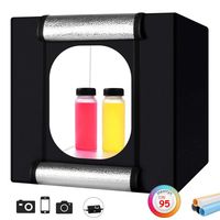 Professional Photo Light Box, Heorryn 16x16x16 Inches Portable Photo Studio Box Folding Shooting Tent Kit with Brightness Dimmable LED Lights and 5 Backdrops for Jewellery, Food, Shoes Photography etc