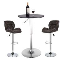 YOURLITEAMZ Bar Table Set of 3 - Adjustable Round Table and 2 Swivel Pub Stools for Home Kitchen Bistro, Bars Wine Cabinets (Set 6)