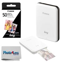 Canon Ivy Mini Mobile Photo Printer (Slate Gray) - Zink Zero Ink Printing Technology - Wireless/Bluetooth + Canon 2 x 3 Zink Photo Paper Pack (50 Sheets) + Photo4Less Cleaning Cloth - Deluxe Bundle