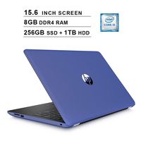 2019 HP 15.6 Inch Flagship Premium Laptop (Intel Quad Core i5-8250U up to 3.40GHz, 8GB DDR4 RAM, 256GB SSD + 1TB HDD, Intel UHD Graphics 620, DVD, HD Webcam, Windows 10) (Blue)