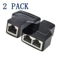 Anmbest 2PCS RJ45 Splitter Connector, 1 Female to 2 Female Ethernet Plug LAN Network Socket Adapter for Cat 5 5E 6 7 IPTV (Black)
