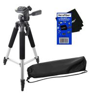 57" Pro Series Lightweight Photo/Video Tripod & Carrying Case for Sony DCR-HC21, DCR-HC26, DCR-HC28, DCR-HC32, DCR-HC36, DCR-HC38, DCR-HC40, DCR-HC42, DCR-HC46, DCR-HC48, DCR-HC52, DCR-HC62, & DCR-HC96 Camcorders w/ HeroFiber Ultra Gentle Cleaning Cloth