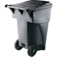 Rubbermaid Commercial Brute Rollout Heavy-Duty Waste Container, Square, Polyethylene, 95 Gallons, Gray (9W22GY)