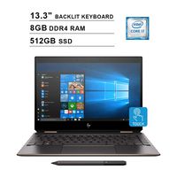 2019 HP Newest Spectre x360 13.3 Inch FHD Touchscreen 2-in-1 Laptop (Intel Core i7-8565U 4.60 GHz, 8GB DDR4 RAM, 512GB PCIe SSD, Bluetooth, Backlit Keyboard, Bang & Olufsen, Windows 10) (Silver)