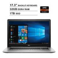 2019 Dell Inspiron 17 5775 17.3 Inch Laptop(AMD Ryzen 3 2200U up to 3.4GHz, 32GB DDR4 RAM, 1TB SSD, Radeon Vega 3 Graphics, Backlit Keyboard, FP Reader, DVD, Windows 10) (Renewed)