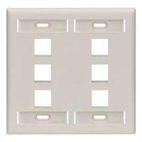 Leviton 42080-6TP 6-Port Dual Gang QuickPort Wallplate with ID Windows, Light Almond