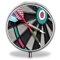 Darts Pill Case, Round Stainless Drug Organizer Container Medicine Cover for Pocket Daily&Weekly