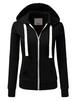 Doublju Lightweight Thin Zip-Up Hoodie Jacket for Women with Plus Size Black Small