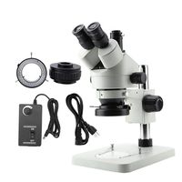 Akozon Trinocular Stereo Microscope 0.7X-4.5X Magnification Stereo Zoom Microscope WF10X / 20mm Eyepieces 1XCTV Eyepiece Interface (US Plug)