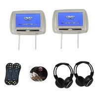 9" Dual DVD Car Headrest Monitors, USB HD LED Headrest Screen, IR and FM Transmitter, Wireless Game Function+2X IR Wireless Headphones(Gray)