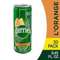 Perrier L'Orange Flavored Carbonated Mineral Water (Lemon Orange Flavor), Slim Cans, 8.45 Fl Oz (Pack of 30)