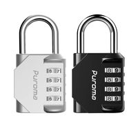 Puroma 2 Pack 4 Digit Combination Locks School Gym Locker Padlock (Silver & Black)