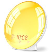 Wake Up Light Alarm Clock, Burbupps Kids Night Light Compatible with Alexa & Google Home, 7 Colored Sunrise Simulation and Sunset Fading, Dual Alarm Clock with FM Radio, USB Charge Port
