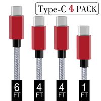 BELONGME USB Type C Cable, USB C Cable 4 Pack(1x1ft,2x4ft, 1x6ft) Nylon Braided USB C to USB A Charger Cord (USB 2.0) Compatible Samsung Galaxy S10 S9 S8 Note 9 8,Nexus 5X,Google Pixel