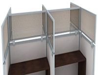 12" Polycarbonate Cubicle Mounted Privacy Panel with Small Brackets, 12" X 42", Smoke/Aluminum