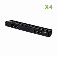 NavePoint 1U Horizontal 19-Inch Rack Mount Cable Management Raceway Duct Panel with Cover Black 4-Pack