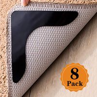 CMISMPRT Rug Grippers with Super Stickiness- Anti Curling Carpet Tape Non-Slip Area Keeps Your Rug in Place and Makes Corners Flat for Corners and Edges Renewable 8pcs
