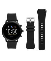 Classic Silicone Replacement Smart Watch Band 22mm, for Fossil Men Gen 5 Carlyle/Women Gen 5 Julianna/Fossil Q Explorist HR Gen 4 Gen 3 Wander Marshal Gen 2 Smartwatch Band Strap 22mm - Black