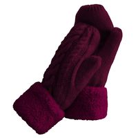Women's Winter Gloves Warm Lining - Cozy Wool Knit Thick Gloves Mittens in 11 color (wine red)