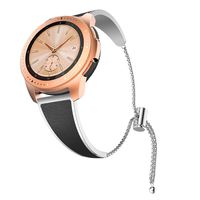 YSSNH Leather Metal Bands Compatible with Galaxy Watch 42mm Active 2 40mm 44mm Women Replacement for Gear S2 Classic Gear Sport Band, Dressy Stylish Cuff Quick Release Watch Band 20mm for Women