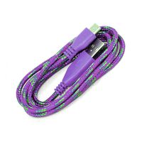 RawX 5x 3ft Round Braided Micro USB Data Sync Charger Cable For SAMSUNG, HTC, LG - Purple